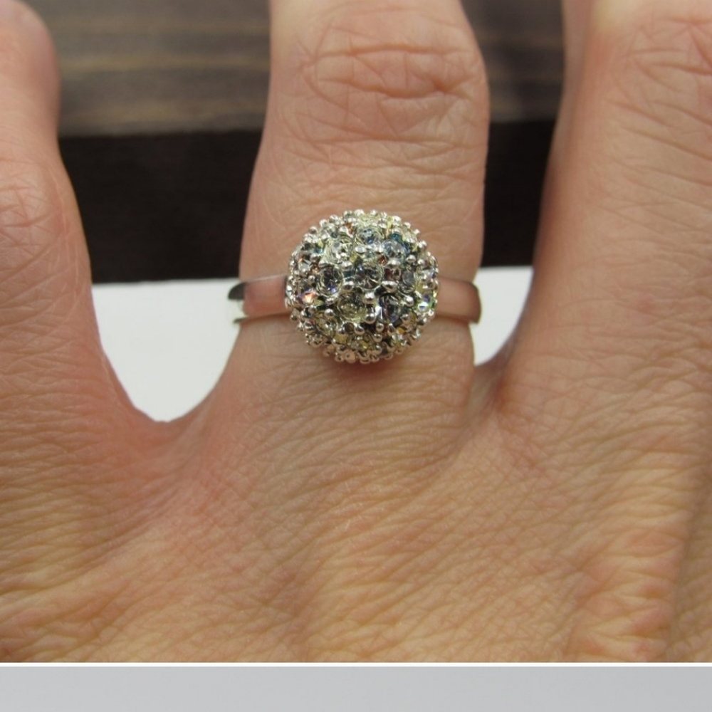 Size 7 Sterling Ball Cubic Zirconia Diamond Ring